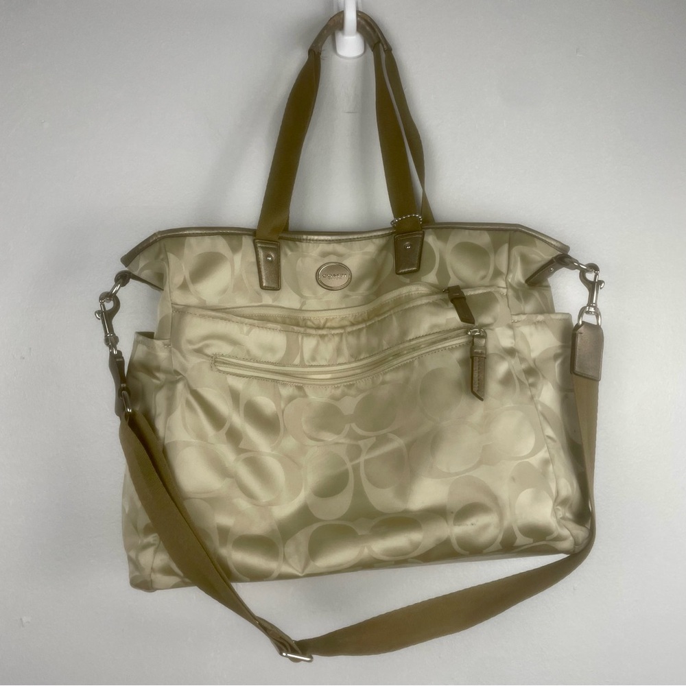 Coach Signature Convertible Nylon Diaper Bag Baby Tote Large F77577 Monogram